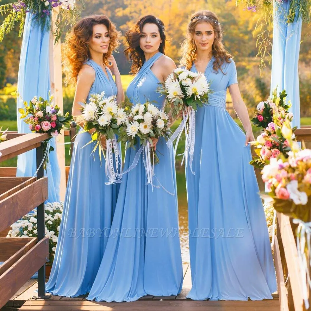Haley | Convertible Sky Blue Chiiffon Bridesmaid Dresses For Summer Wedding
