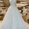 Chic Floral Lace Aline Wedding Dress V-Neck Sleeveless Backless Bridal Dress