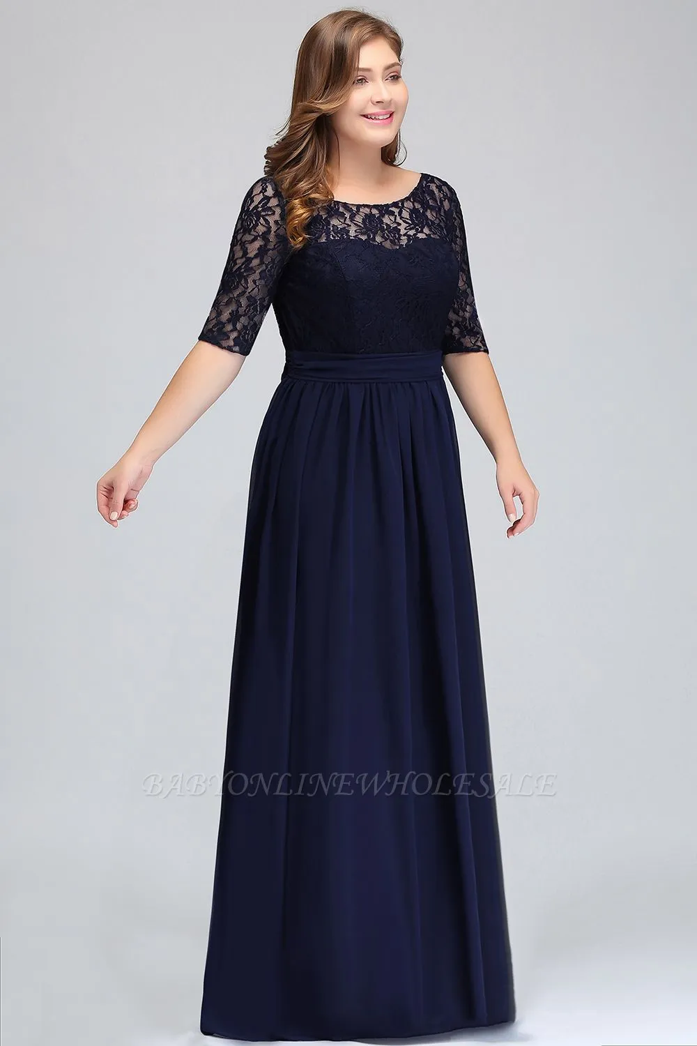 Plus Size Half Sleeves A-line Bridesmaid Dress Formal Dress For Wedding - Image 5
