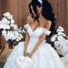 Off The Shoulder Appliques Luxury Wedding Dresses Princess Ball Gown Sexy Bride Dress