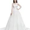 ELIZABETH | A-line Sleeveless Floor-length Chiffon Lace Wedding Dresses