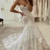 Elegant Sweetheart Tulle Lace Mermaid Wedding Dress Two-layer Trailing