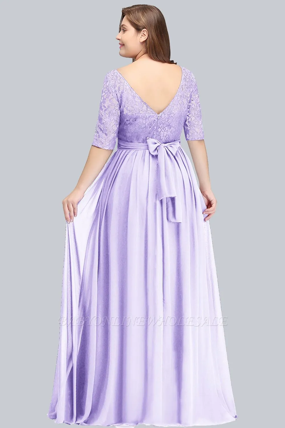 Plus Size Half Sleeves A-line Bridesmaid Dress Formal Dress For Wedding - Image 3