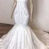Stunning Strapless Mermaid White Beach Wedding Dress | Sexy Low Back Bridal Gowns On Sale
