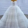 Charming Strapless Floor Length Lace Ball Gown Wedding Dress