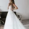 A-line White Strapless Lace Summer Beach Tulle Wedding Dress