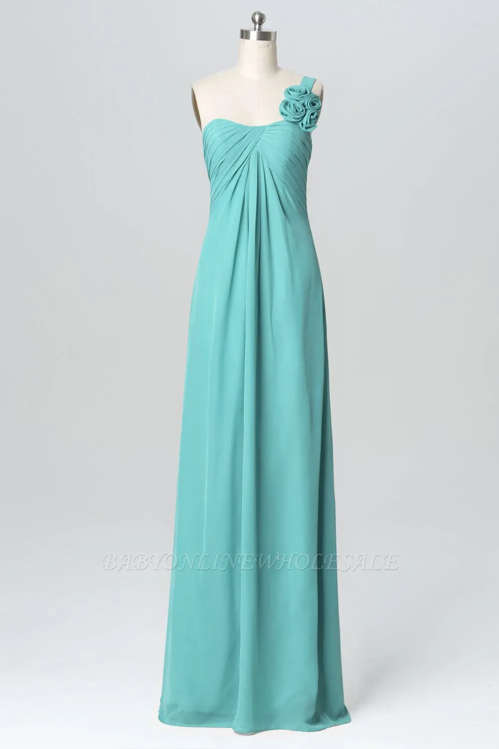 One Shoulder Sweetheart Bridesmaid Dress Floral Chiffon Maid Of Honor Dress