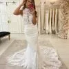 Glamorous Halter Lace Appliques Sleeveless Mermaid Wedding Bridal Gowns