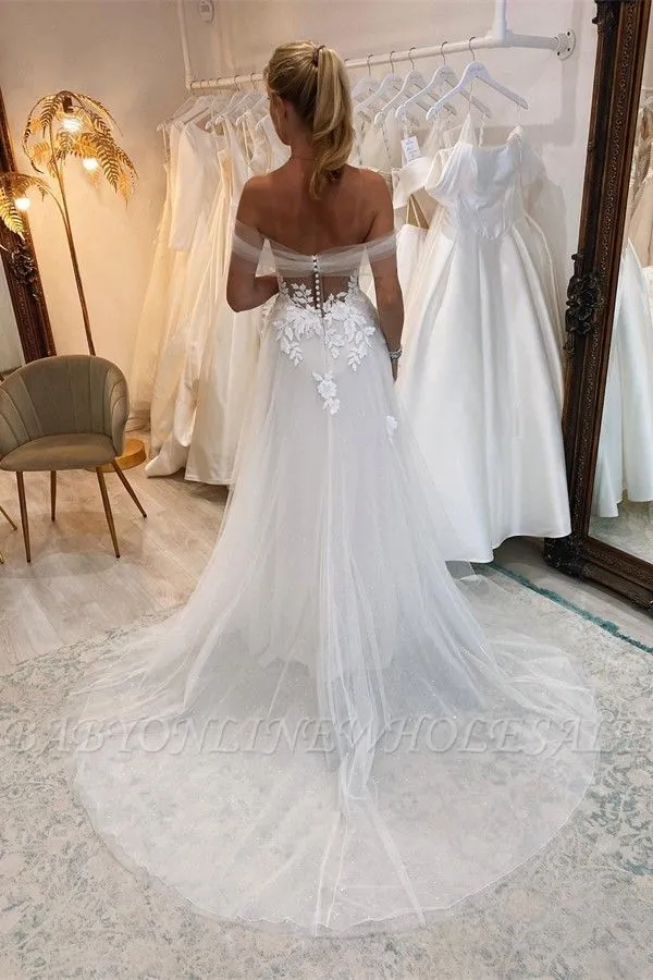 Charming Strapless Chapel Train Garden Sleeveless A-line Tulle Wedding Dress - Image 3