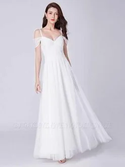 Spaghetti Straps Lace A-line Wedding Dresses | Floor Length Bridal Gowns