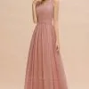 Charming A-line Bridesmaid Dress V-Neck Chiffon Long Wedding Party Dress