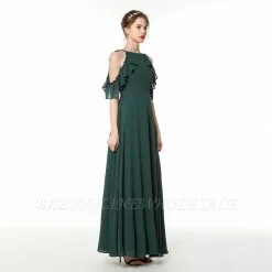 Celine | Emerald Green Cold Shoulder High Waist Formal Dress Under $50