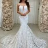 Chic Sweeteart Spaghetti Straps Mermaid Floral Lace Bridal Gown