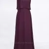 Chiffon A-Line Jewel Sleeveless Long Bridesmaid Dress