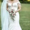 Off Shoulder White Garden Mermaid Bridal Gown