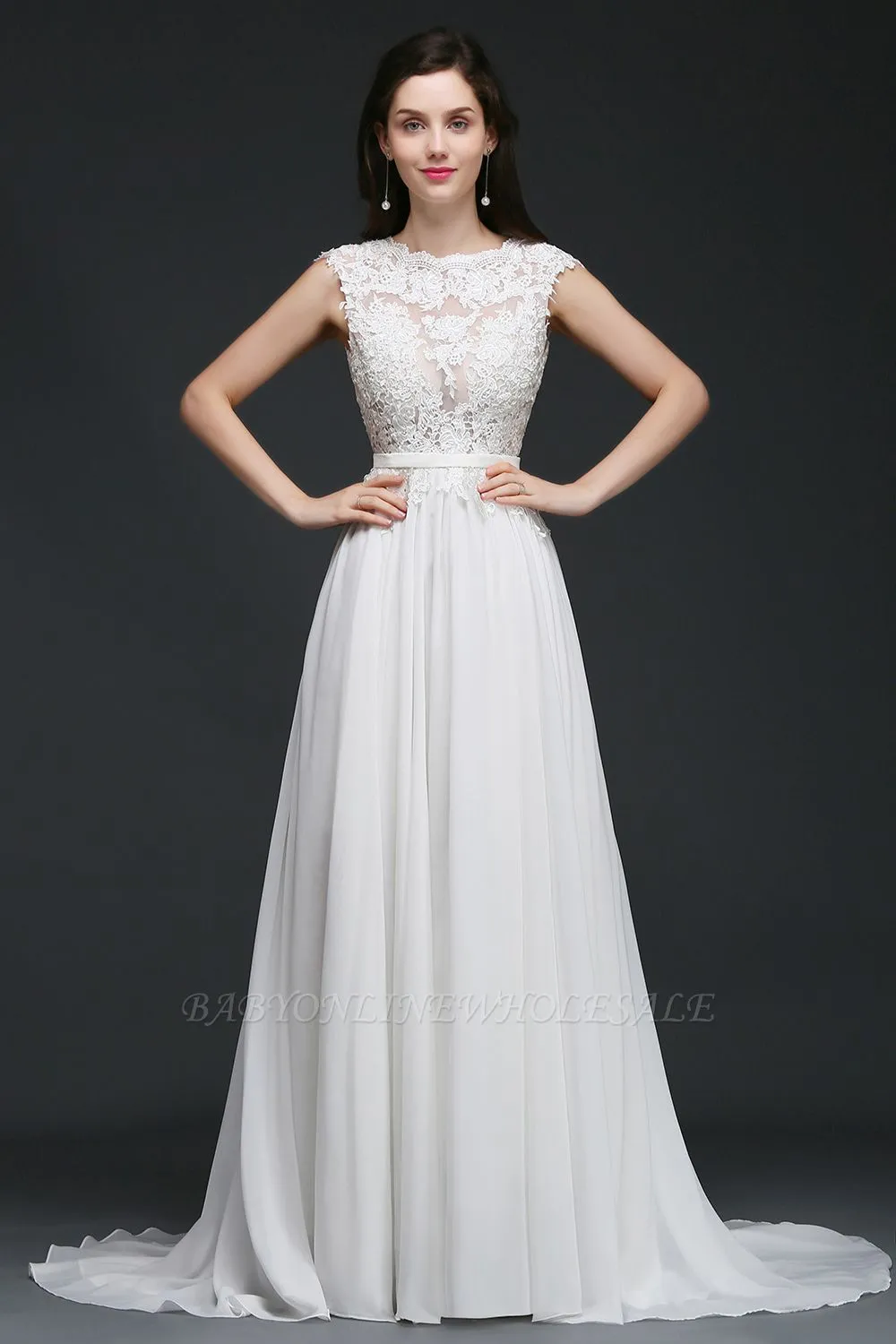ANNALISE | A-line Scoop Modest Wedding Dress With Lace Appliques - Image 2