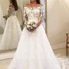 Off The Shoulder Long Sleeves Floor Length Lace Wedding Dress