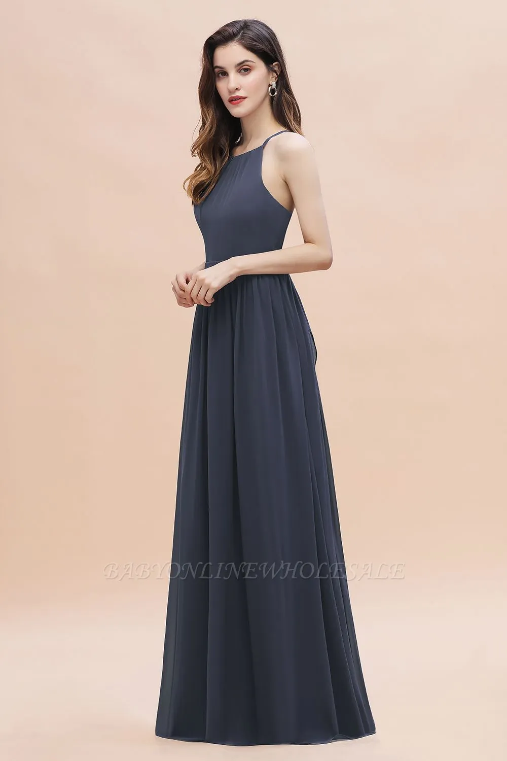 Elegant Sleeveles Chiffon Evening Maxi Dress Soft Chiffon Bridesmaid Dress - Image 4