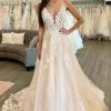 Sleeveless A-Line Floor Length Spaghetti Straps Wedding Dress
