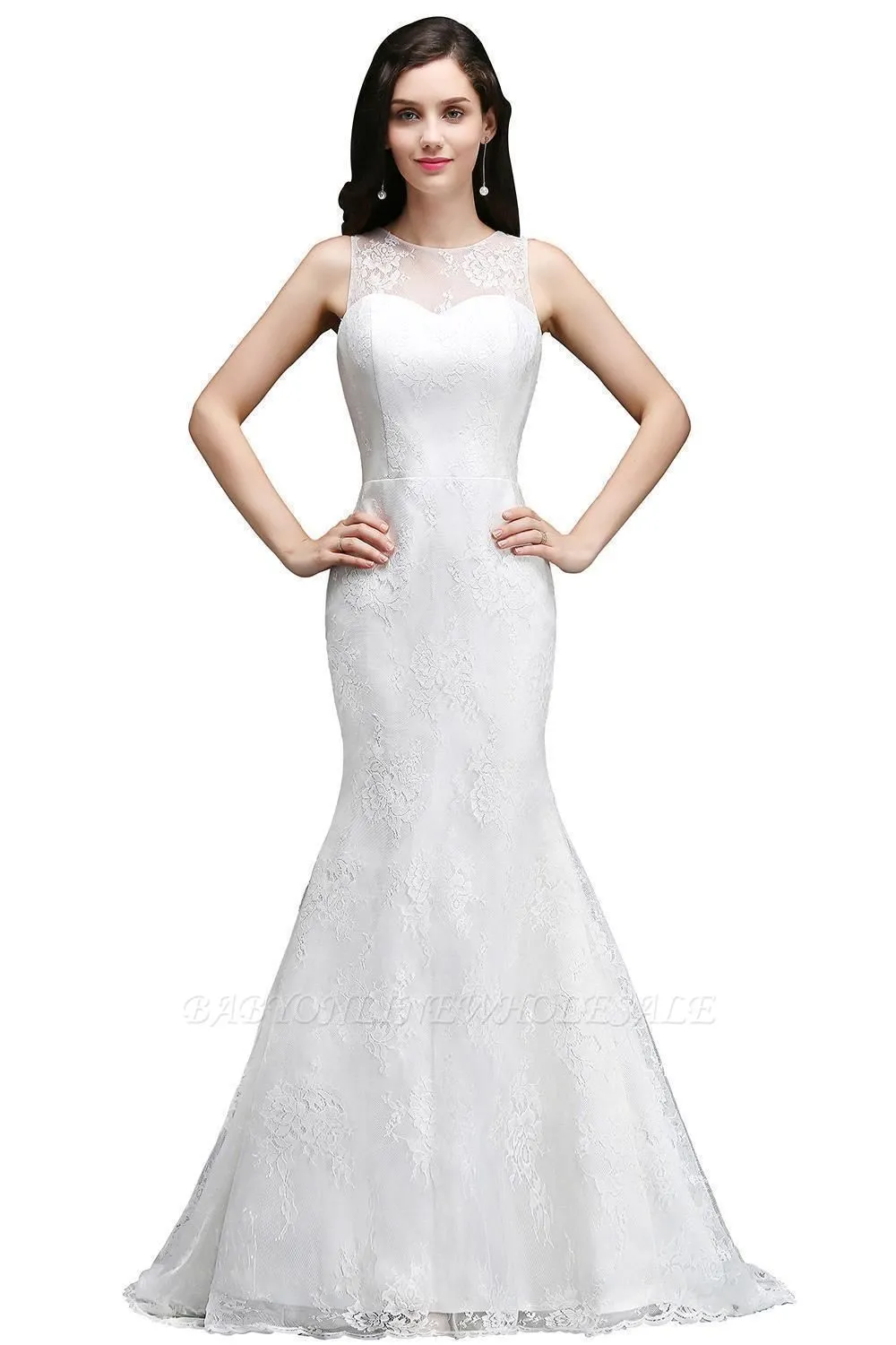 AMELIA | Mermaid Sweep Train Lace New Arrival Wedding Dresses With Buttons - Image 2