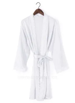 Durward | Personalized Lace Silk Satin Robe Kimono Beaded Bride Bridesmaid Wedding Gown Bathrobe Sleepwear