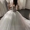 Stylish Glitter Sequins Aline Ball Gown Long Sleeves Bridal Gown