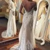 Sexy Tulle Lace Long-Sleeves Open Back Wedding Dresses