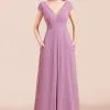 Stylish V-Neck Backless Bridesmaid Dress Wth Side Slit