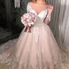 Off Shoulder White Floral Lace Appliques Aline Bridal Gown