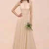 Halter Aline Soft Chiffon Bridesmaid Dress Long Wedding Party Dress