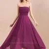 Strapless Purple Chiffon Evening Party Dress Spacial Occasion Dress