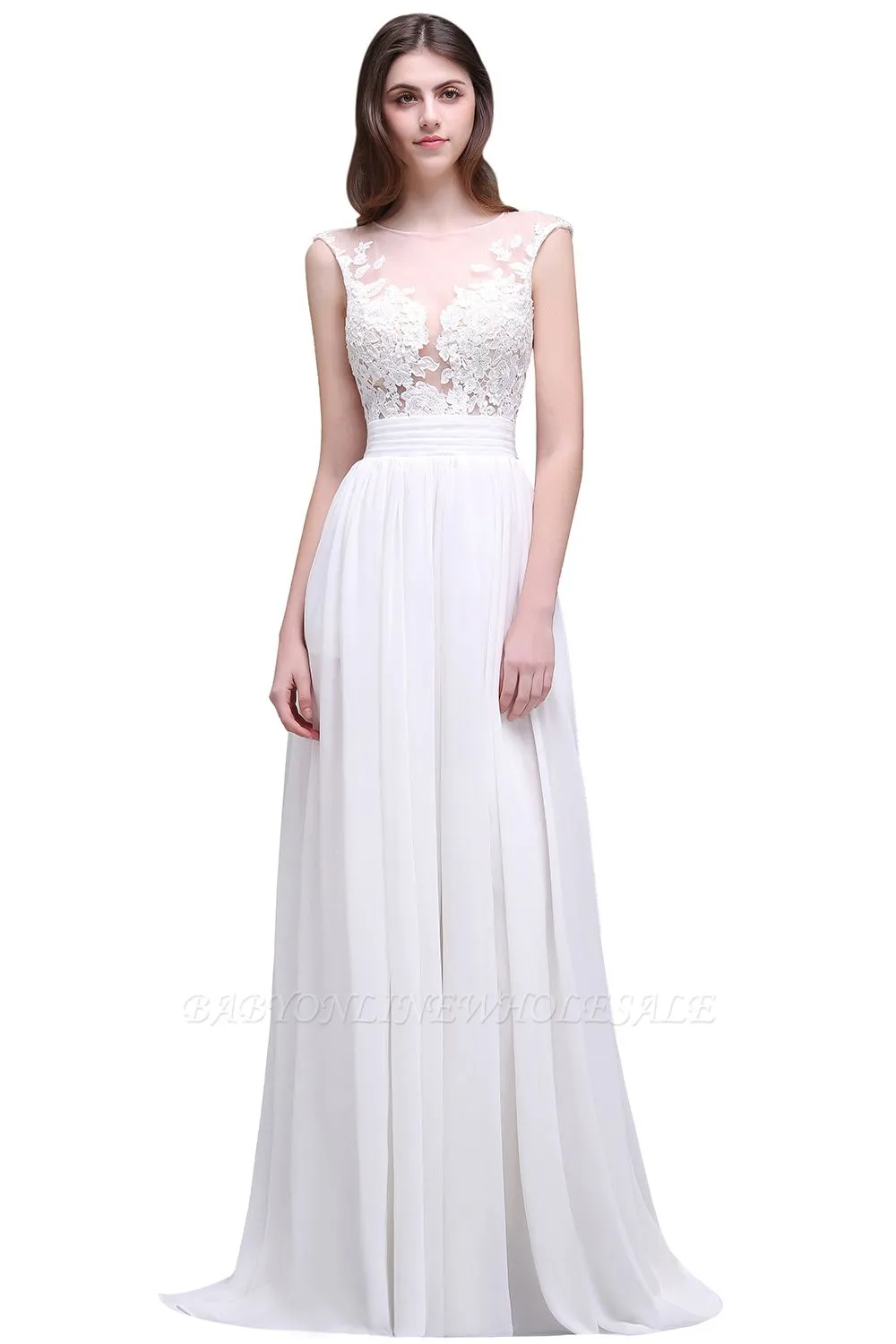 ALANI | Sheath Sheer Chiffon Beach Wedding Dresses With Lace - Image 2