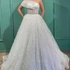 One Shoulder White Tulle A-line Puffy Wedding Dress