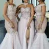 Elegant Pink Tulle Bridesmaid Dresses | Appliques Wedding Party Dress