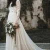 Stylish Long Sleeves Aline Wedding Dress Chiffon Bridal Gown Floor Length