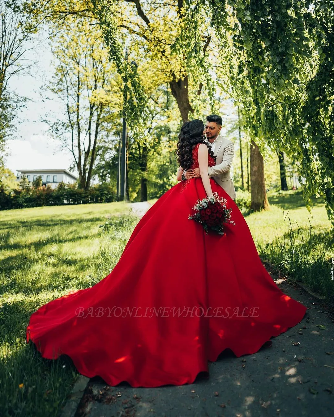 Glamorous Red Sweetheart Aline Ball Gown - Image 3