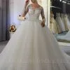 Gorgeous Scoop Neck Tulle Floral Lace Wedding Dress Chapel Train