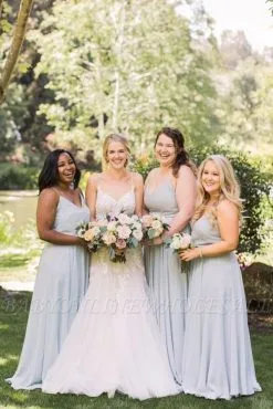 Simple Spaghetti Strap Silver Summer Birdesmaid Dress Under 100