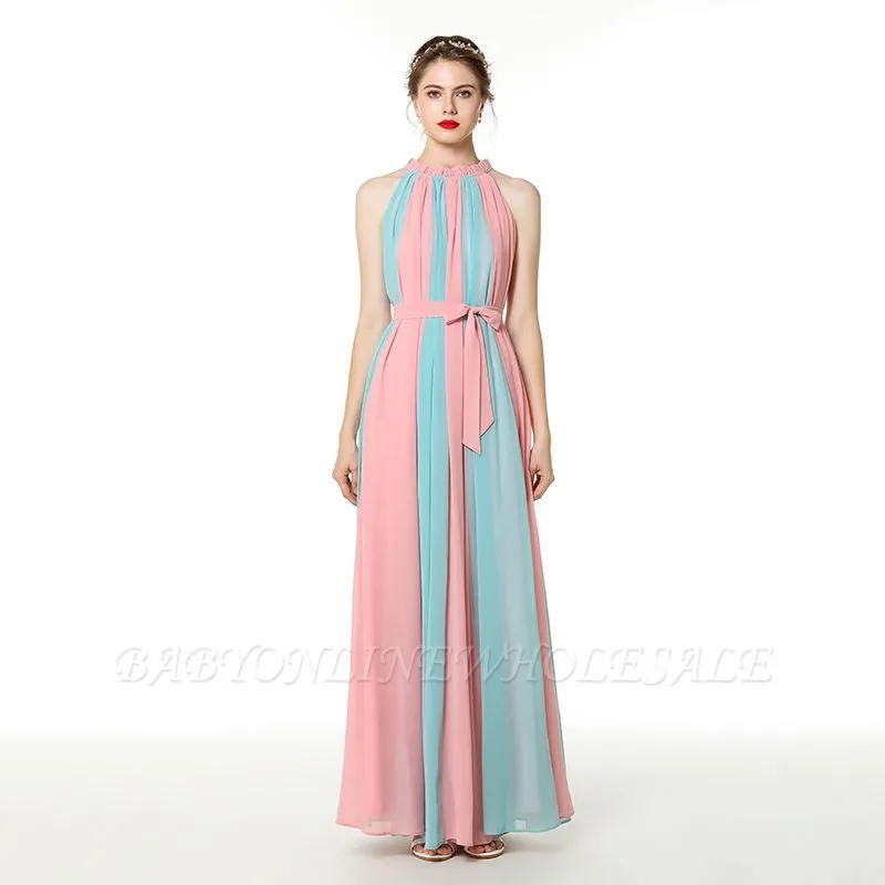Coco | Mix And Match Pink Blue High Neck Column Formal Dress Online