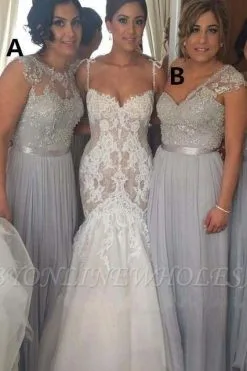 Glamorous Chiffon Floor-length Sequined Bridesmaid Dress With Beadings