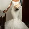 Mermaid Lace Appliques Wedding Dresses With Sleeves | Sexy Plus Size Wedding Gowns Onine