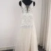 Trendy Ivory Sleeveless Lace Tulle High Split A-line Wedding Dress