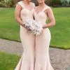 Elegant Simple Mermaid Bridesmaid Dress Straps Wedding Party Dresses BA7464