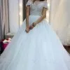 Gorgeous Off Shoulder Crystals Tulle Princess Wedding Gown