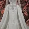Elegant Long Sleeves Mermaid Wedding Dresses With Overskirt