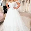 Elegant Off-the-Shoulder Pearls Wedding Dress Aline White Bridal Dress For Women