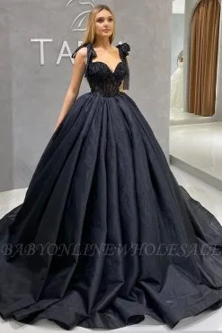 Sweetheart Aline Black Princess Ball Gown