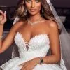 Gorgeous Sweetheart White Bridal Gown Sleeveless Floral Lace Wedding Dress
