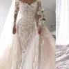 Gorgeous Ivory Off-the-shoulder Lace Long Sleeves Wedding Dress