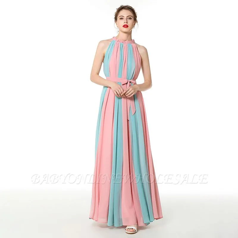 Coco | Mix And Match Pink Blue High Neck Column Formal Dress Online - Image 4
